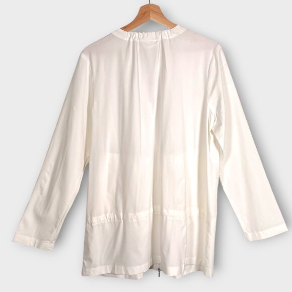 J Jill Pure Jill Fit Lightweight Performance Jacket White Zip Pockets Drawstring - Picture 2 of 9